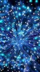 Poster - Spectacular blue fireworks display lighting up the night sky with sparkling effects and bright colors