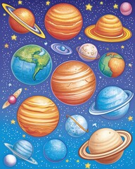 Poster - Starry night sky filled with planets and distant stars creating a magical cosmic experience