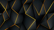 © YASIR  - Polished, semigloss wall background with tiles. Triangular tile wallpaper with 3D black blocks. 3D Render