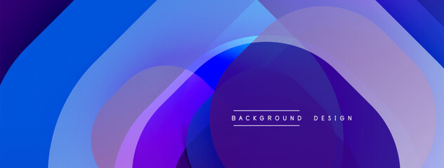 Aufkleber - Circular abstract design with overlapping translucent circles and round shapes, blending gradients and smooth curves, creating depth, contrast, and a dynamic visual effect
