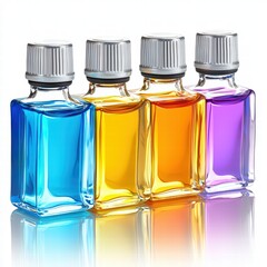Poster - Three elegant bottles of perfume displayed on a chic vanity table with a soft background blur