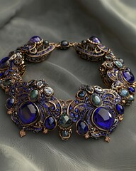 Poster - stylish bracelet embedded with striking blue stones offering a chic and modern accessory for women