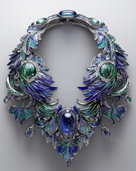 Poster - beautiful necklace crafted from blue and green glass beads merging modern design with vibrant colors