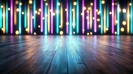 Poster - Elegant wooden floor enhanced by subtle lights creating a warm and inviting atmosphere