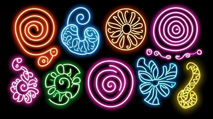 Poster - Collection of neon signs displaying various designs and colors that create an electric atmosphere