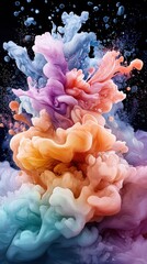 Poster - Mesmerizing colored ink suspended in water creating beautiful patterns and swirls for artistic imagery