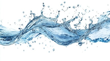 Poster - Blue water swirl splash with little bubbles isolated on clear png background, liquid flowing in form of wave, with Generative Ai. illustration