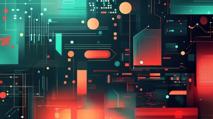 Poster - Abstract design for LinkedIn banner featuring tech HR elements. illustration