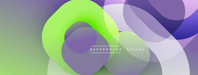 Leinwandbilder - Circular abstract design with overlapping translucent circles and round shapes, blending gradients and smooth curves, creating depth, contrast, and a dynamic visual effect