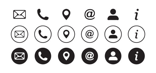 Fototapete - Web icon set. Website set icon vector. for computer and mobile.Business card contact information icons. Contact us icon set. vector illustration eps 10.