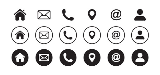 Fototapete - Web icon set. Website set icon vector. for computer and mobile.Business card contact information icons. Contact us icon set. vector illustration eps 10.