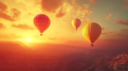  hot air balloon in sunset