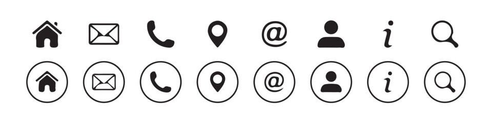 Fototapete - Web icon set. Website set icon vector. for computer and mobile.Business card contact information icons. Contact us icon set. vector illustration eps 10.