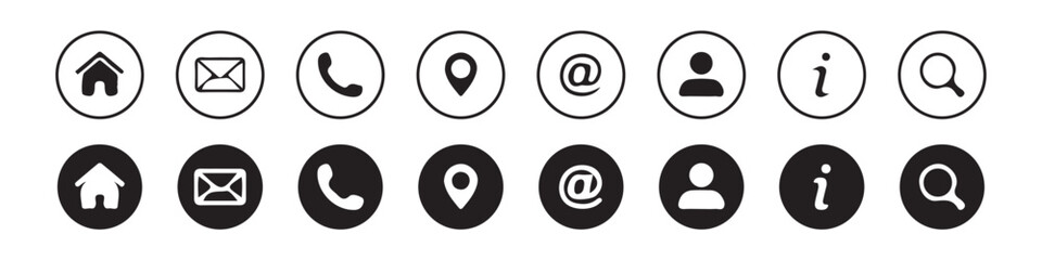 Fototapete - Contact icon vector set. Phone, Call, Email, Address, Website,  Mobile, icons. Social media icons. vector illustration eps 10.