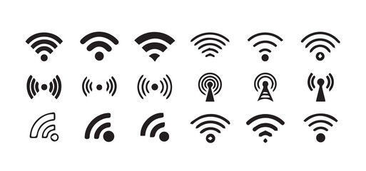 Fototapete - Wifi icon set. signal vector icon. Wireless  icon vector. Wireless symbol collection. Internet sign. vector illustration eps 10.