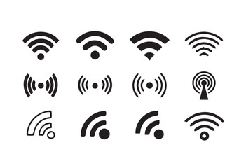 Fototapete - Wifi icon set. signal vector icon. Wireless  icon vector. Wireless symbol collection. Internet sign. vector illustration eps 10.