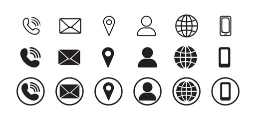 Fototapete - Contact icon vector set. Phone, Call, Email, Address, Website,  Mobile, icons. Social media icons. vector illustration eps 10.