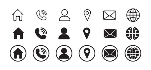 Fototapete - Contact icon vector set. Phone, Call, Email, Address, Website,  Mobile, icons. Social media icons. vector illustration eps 10.