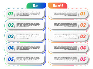 Wall Mural - Do and dont infographic design template modern colorful style vector 10 eps