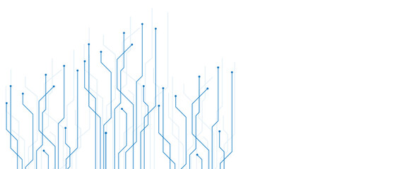 Leinwandbilder - Vector white background with blue technology dots and lines connection circuit concept.