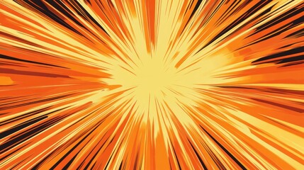Poster - Dynamic Orange Burst: Energetic Abstract Background with Radial Light