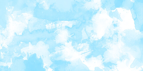 Wall Mural - grunge blue texture with washed watercolor with splashes, light blue watercolor texture with white s