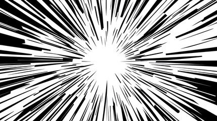 Poster - Monochrome Burst: Dynamic Abstract Background with Radial Lines Explosion
