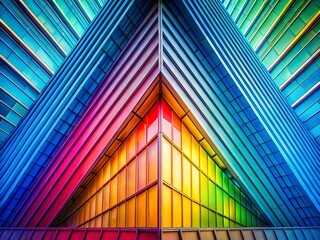 Poster - Abstract Triangle Pattern Background: Colorful Geometric Spectrum Lines Design