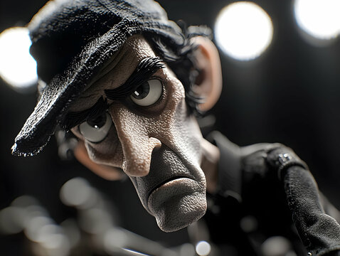 Close-Up Portrait of a Serious Man in a Dark Setting