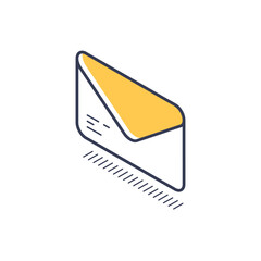 Fototapete - Design features a three-dimensional isometric line icon of an envelope.