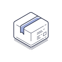 Fototapete - Isometric line icon depicts a box with a simplistic design suitable for use in various infographics. It features clean, modern lines and can represent packaging or shipping.