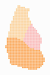 Poster - Montserrat dotted map. Digital style map of the country on a white background. Montserrat shape with square dots. Colored dots style. Large size squares. Beautiful vector illustration.