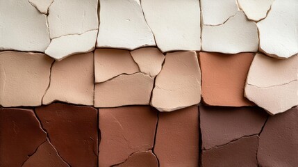 Leinwandbilder - Abstract mosaic tiles in various shades of brown, beige, and red with textured surface creating a pattern