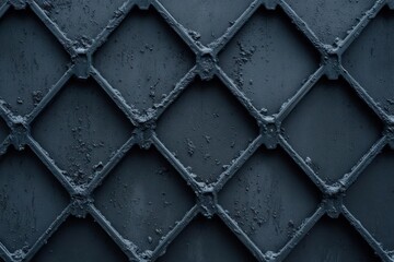Poster - Close up textured dark metallic diamond pattern with frosted details. Geometric design with strong lines and a moody atmosphere