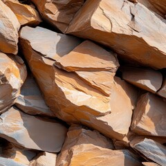 Aufkleber - Close up of stacked weathered rocks with various shades of brown and orange creating a rough textured surface