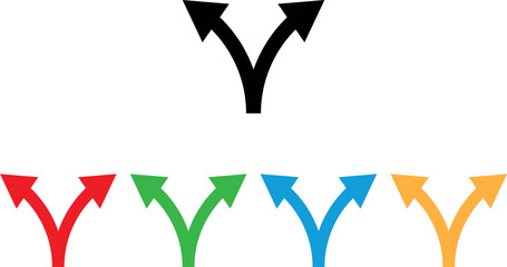 Poster - Colorful two way icon set in different colors . Two way direction arrows icon . Vector illustration