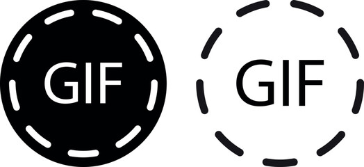 Poster - GIF icon set in two styles . Gif circle icon . Vector illustration
