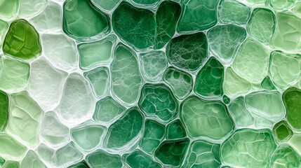 Wall Mural - Colorful abstract texture of green and white bubbles with a smooth surface, showcasing various shades and forms in close-up detail Generative AI