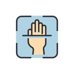Poster - Hand scanner colored icons, minimalist vector illustration ,simple transparent graphic element .Isolated on white background