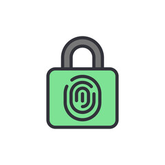 Poster - Fingerprint lock colored icons, minimalist vector illustration ,simple transparent graphic element .Isolated on white background