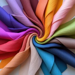 Aufkleber - Colorful Fabric Swirl Displaying Vibrant Textures and Hues in a Spiral Formation