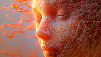 Poster - Neural network, artificial intelligence, social connections, digital database, polygonal mesh 