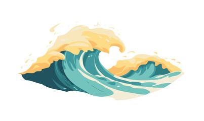 Poster - Minimalist Cartoon Ocean Wave Illustration in Flat Vector Style for Graphic Design
