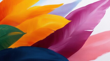Fototapete - Abstract textile art features overlapping layers of vibrant colors including orange yellow pink purple and green creating a dynamic and textured visual