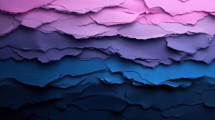Aufkleber - Abstract layered texture gradient from purple to dark blue. Rough torn edges create a dynamic, textured surface. The image evokes depth and visual interest with the contrast of color and texture
