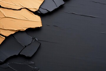 Aufkleber - Abstract composition featuring textured gold and black surfaces with torn edges and contrasting color blocking evoking a modern aesthetic