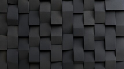 Leinwandbilder - Textured abstract black geometric surface dimensional rectangular block pattern backdrop. Dark gray stone cubes in repeating design modern style