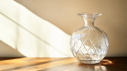 Poster - Simple and stylish frosted glass vase on a table creating an elegant and warm atmosphere in a cozy living space with timeless beauty.