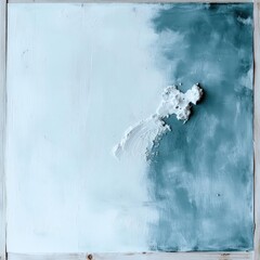 Poster - Abstract Textured Artwork in Blue and White with a Rough Surface and Wooden Frame