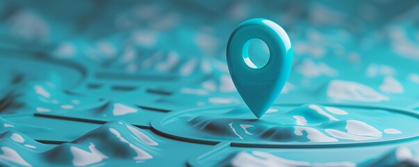 Aufkleber - Blue location pin standing out from the crowd on topographic map, concept of travel destination